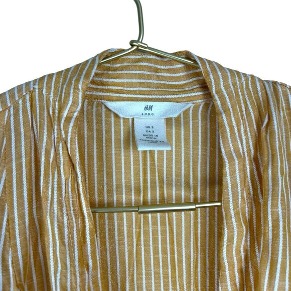 H&M Striped Dress V Neck Short Sleeve Elastic Waist Casual Summer‎ Womans 2 WP99 - Picture 4 of 9